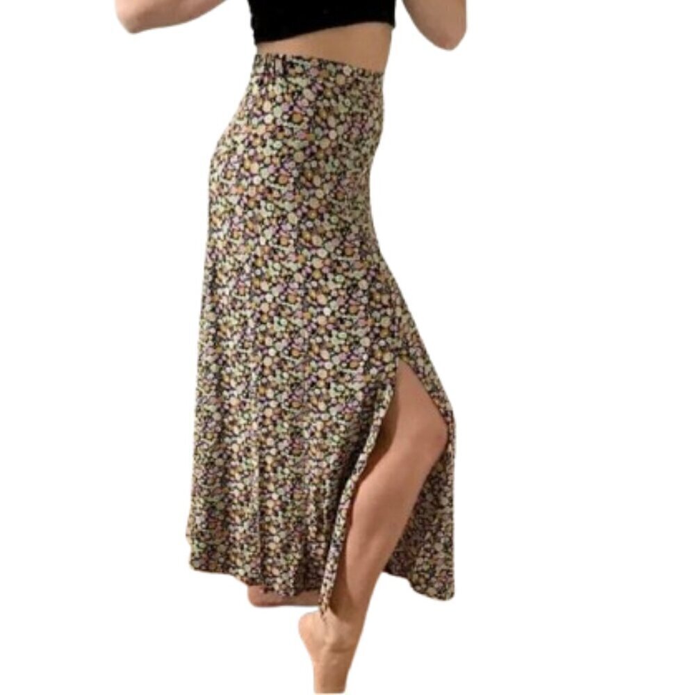 Women's M Philosophy Neon Floral Midi Skirt Slit